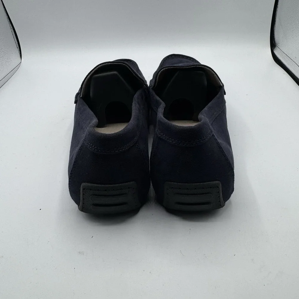 Zara Loafers Men US 10 UK 9 Navy Blue Suede Leather Penny Flats Slip On